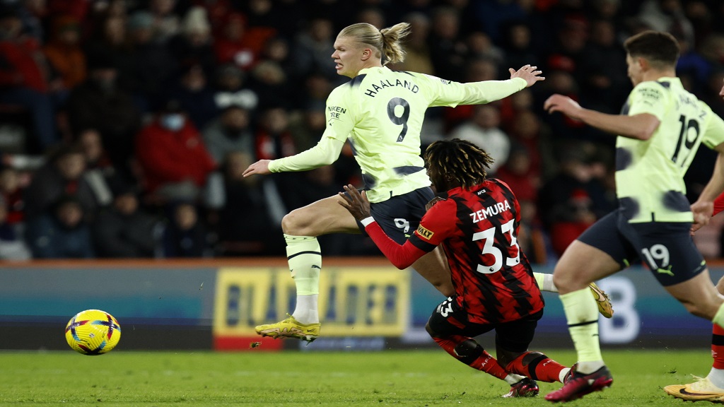 Haaland scores record goal in City’s easy win at Bournemouth