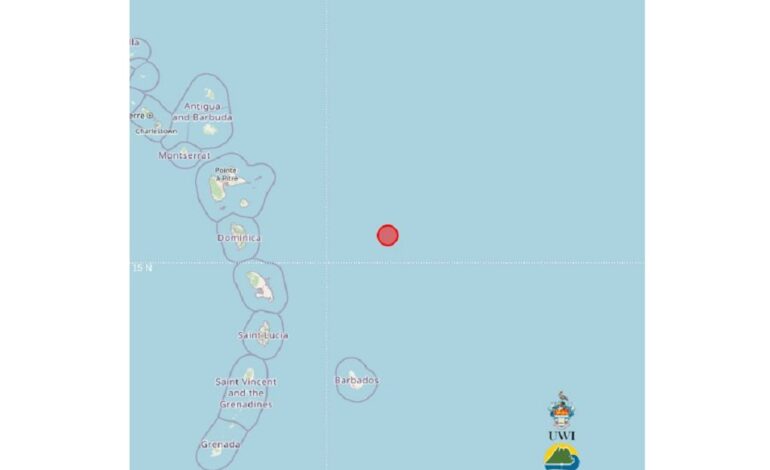 5.9 earthquake recorded east of Martinique, Dominica and St Lucia