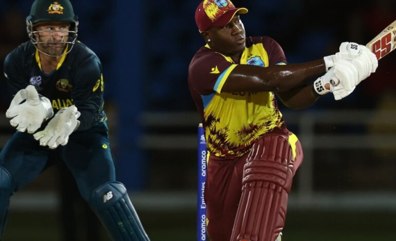 West Indies beat 9-man Australia in run-filled T20 World Cup warm-up